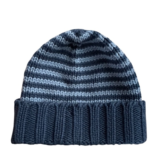 Old Navy Gray Baby Boy Beanie Hat Knit Stripes 0-3M - Picture 1 of 4